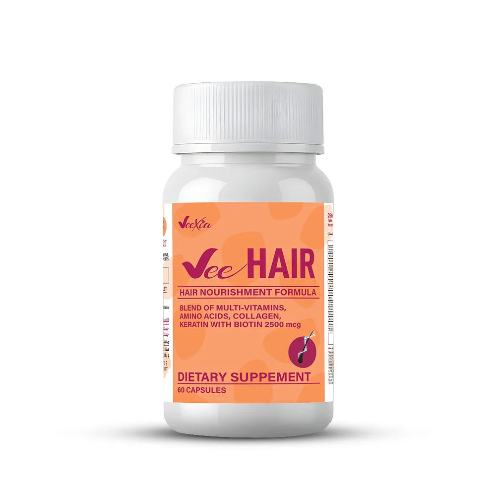 Vee Hair Capsules with 40+ essential vitamins and natural extracts for hair loss support and thickness restoration