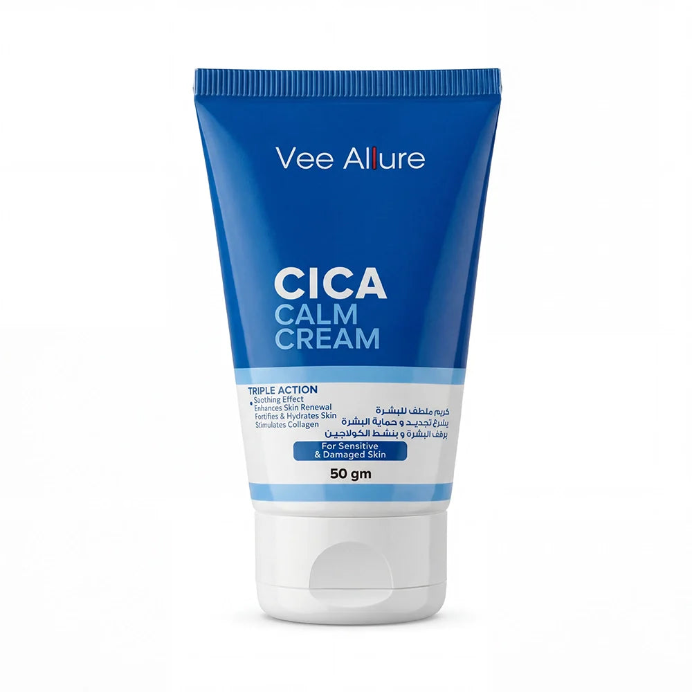 Vee Allure Cica Calm Cream French repair moisturizer for face and body with Centella Asiatica and Niacinamide
