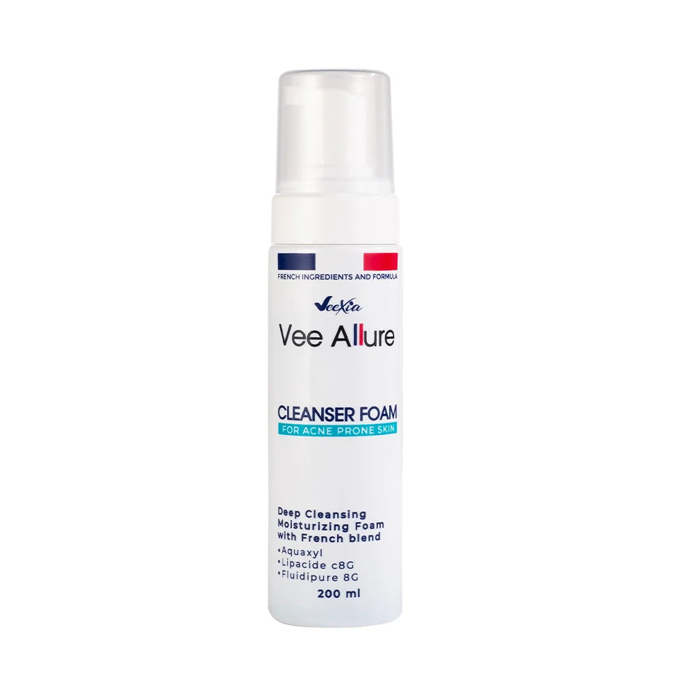 Vee Allure Cleanser Foam gentle foaming face wash for oily acne-prone skin with salicylic acid and natural extracts