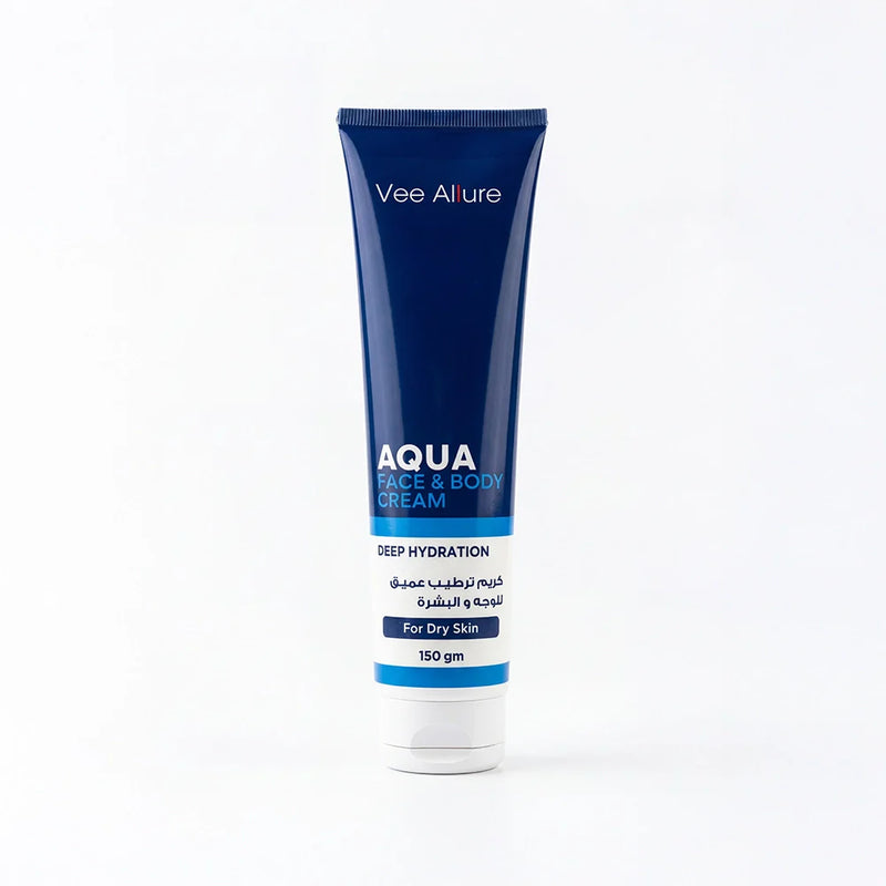 Vee Allure AQUA FACE & BODY CREAM ، 150 gm , Deep Hydration Moisturizer for Dry skin