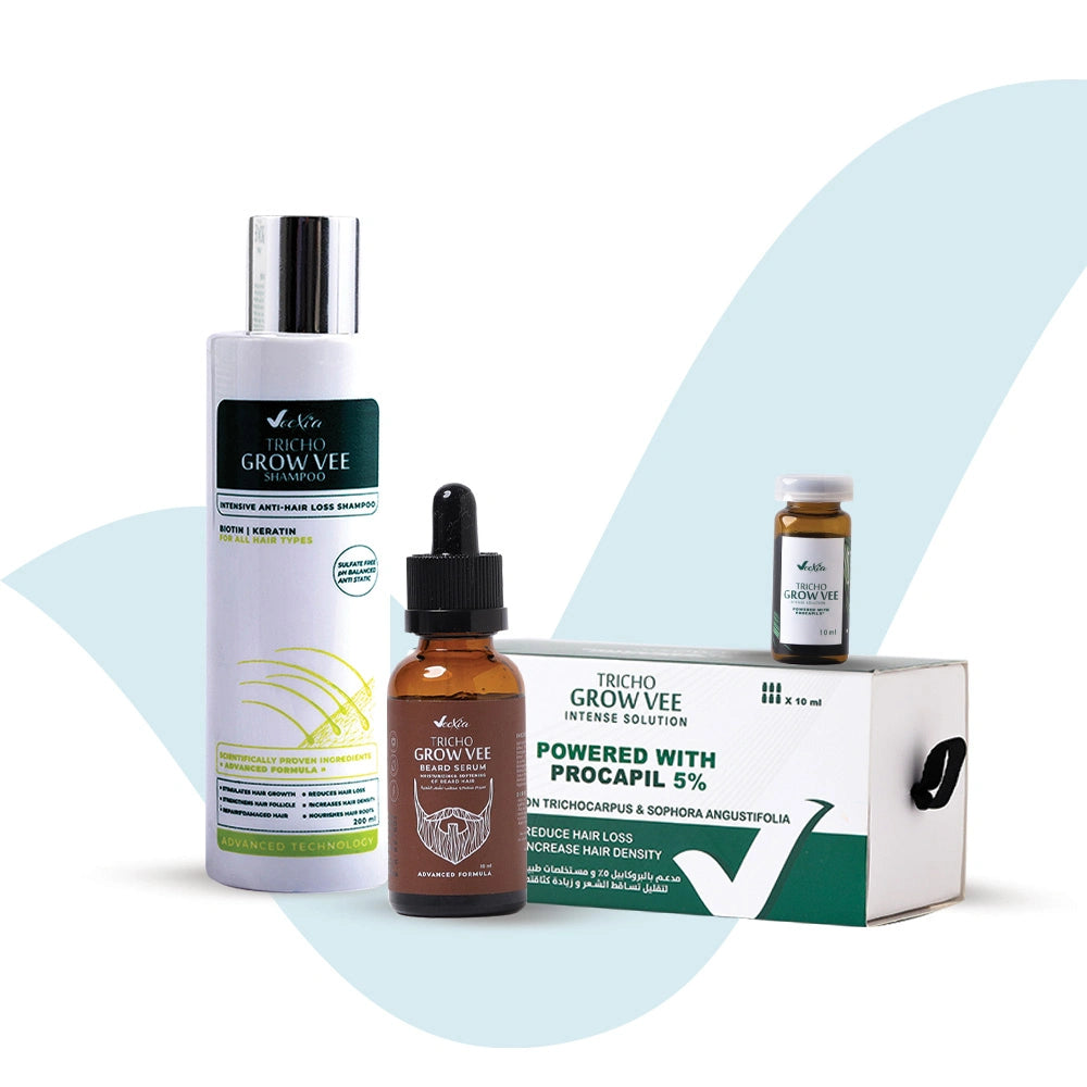 المجموعة اﻟﺛﻼﺛﯾﺔ ﻟﺗﻘوﯾﺔ اﻟﺷﻌر وﺗﻛﺛﯾف اﻟﻠﺣﯾﺔ