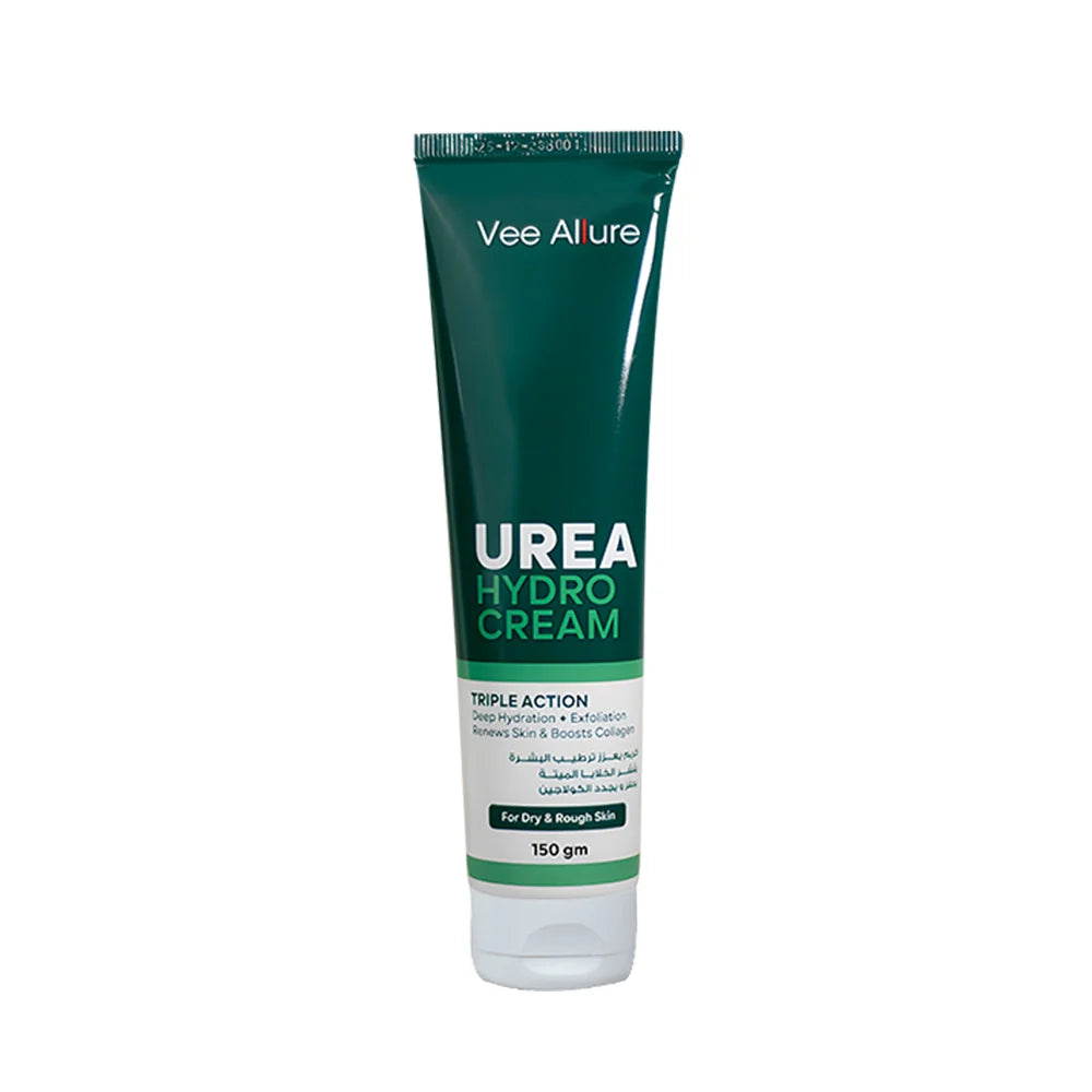 Vee Allure Urea Hydro cream 10 % tube for deep hydration and exfoliation of dry, rough skin, 150g.