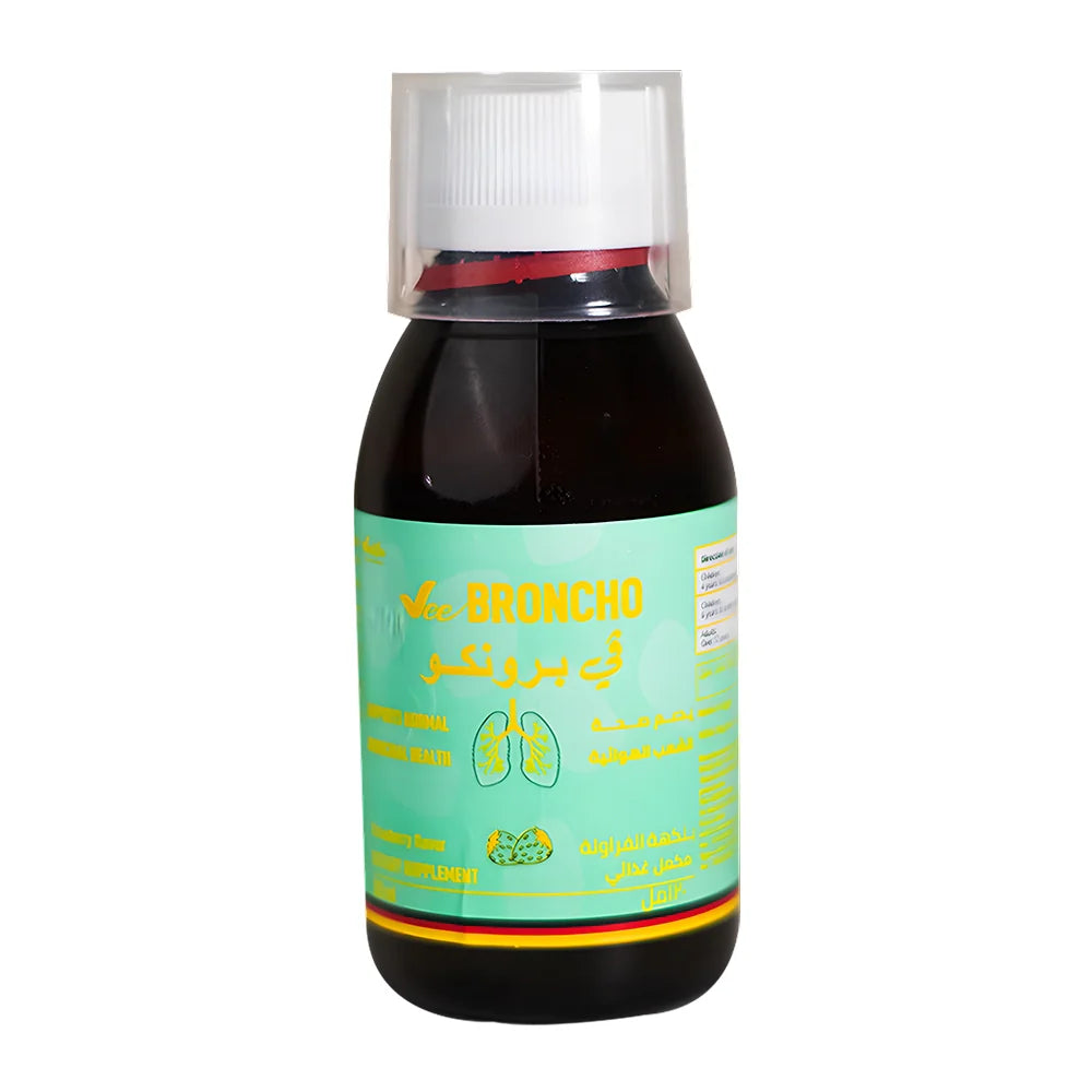 Vee Broncho natural herbal cough syrup with thyme and primrose extracts for respiratory relief
